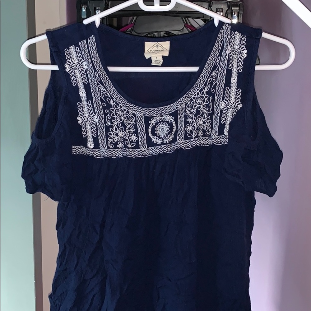 St. John’s Bay Blue Boho Off The Shoulder Blouse